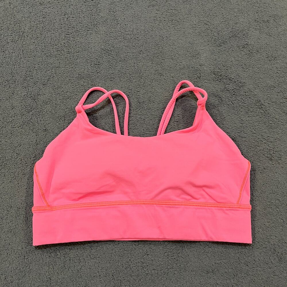 Lululemon Grapefruit Pink Strappy Back Longline Yoga Sports Bra Women's Size 6